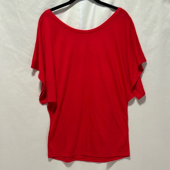 “ROAM” Silver Sequined, Red, Wide Neck, Short Sleeve Dolman Shirt - Picture 5 of 5